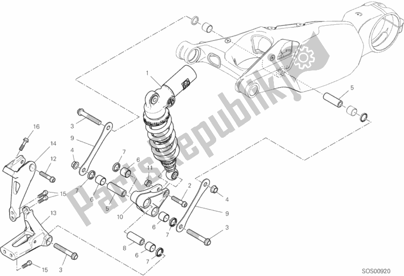 Todas as partes de Amortecedor Traseiro do Ducati Superbike Panigale V4 1100 2019